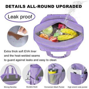 Lunch Bag for Women with 4 Ice Pack and 2 Storage Bags, Leakproof Lunch Tote Bag